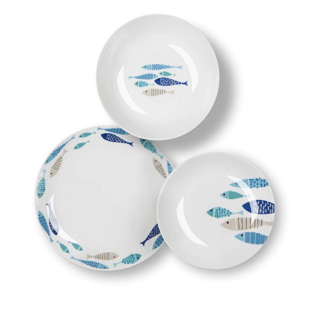 Servizio piatti porcellana decorata NORTH SEA 18 pezzi cod.63409 Excelsa